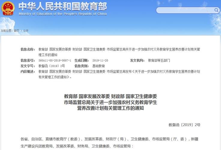 标题：教育部等七部门发文 农村义务教育学校食堂应自主经营，不得对外承包